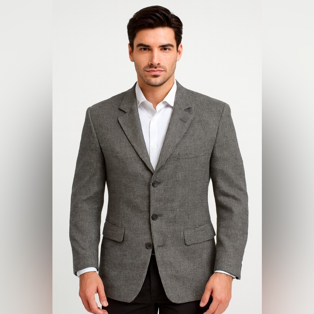 Jones New York Mens Brown 100% Wool Tweed Blazer Sport Coat Jacket 3 Button